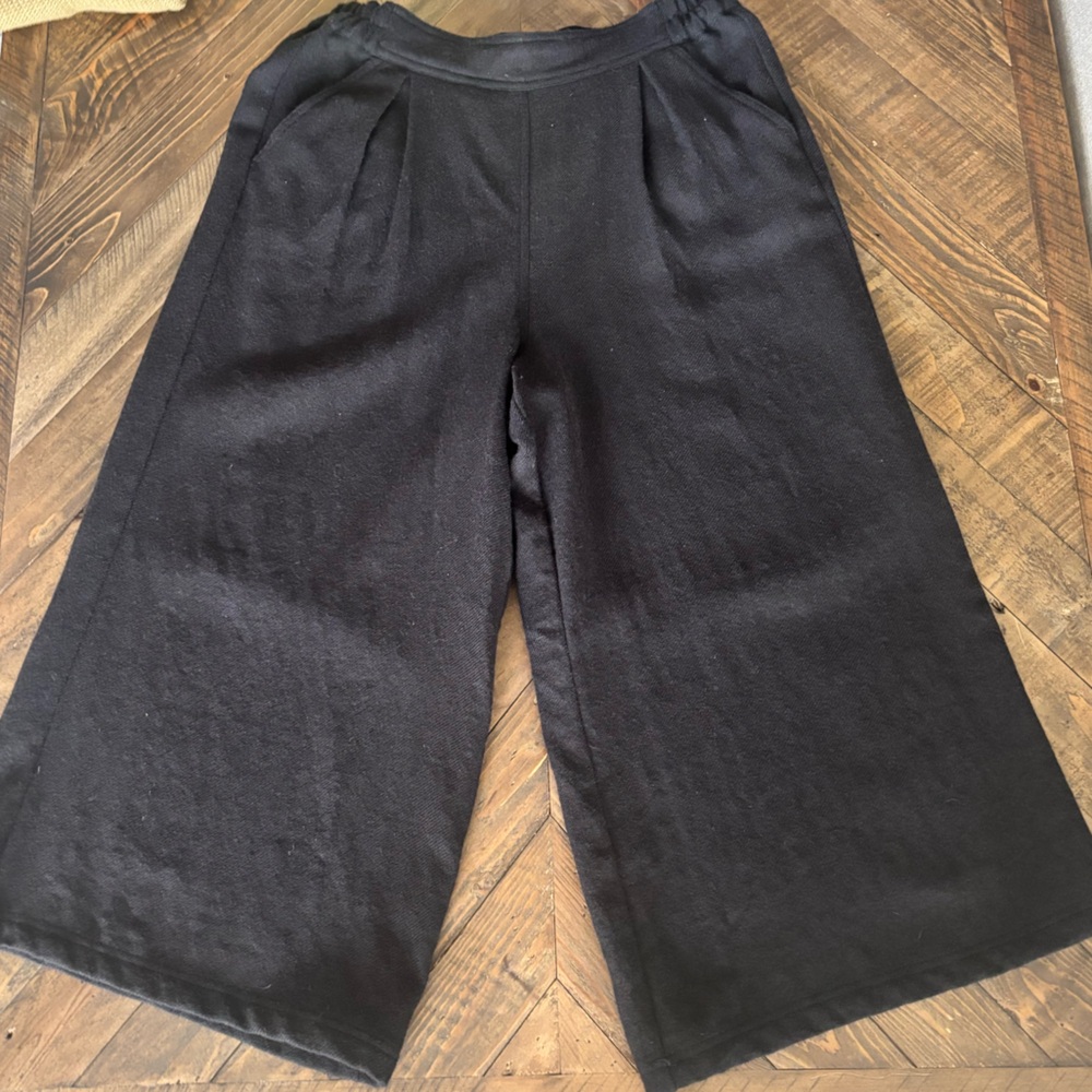 Poetry Black Wool Blend Wide-Leg Trousers-ankle/crop length SZ 6